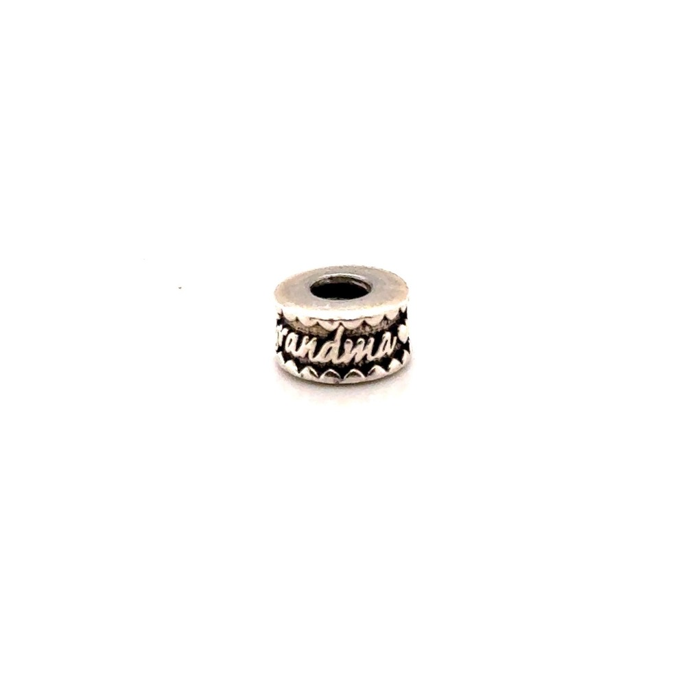 Chamilia Grandma Heart Charm Bead 925 Sterling Silver Scalloped Antique Finish